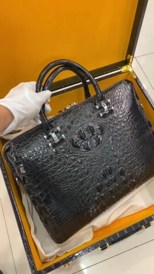 Couro de luxo genuíno couro de crocodilo maleta masculina embreagem bolsa de negócios